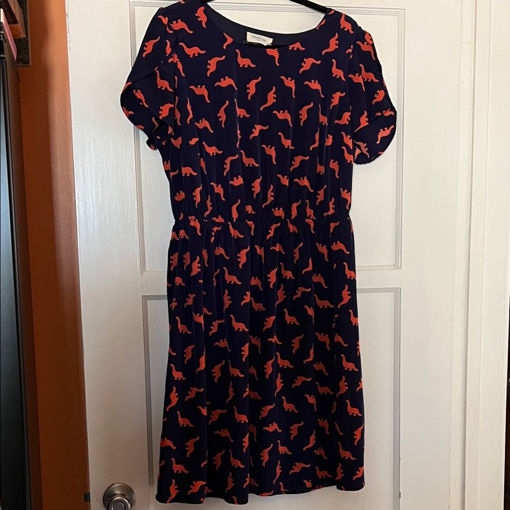 Peach Love California Navy and Orange Midi Dress